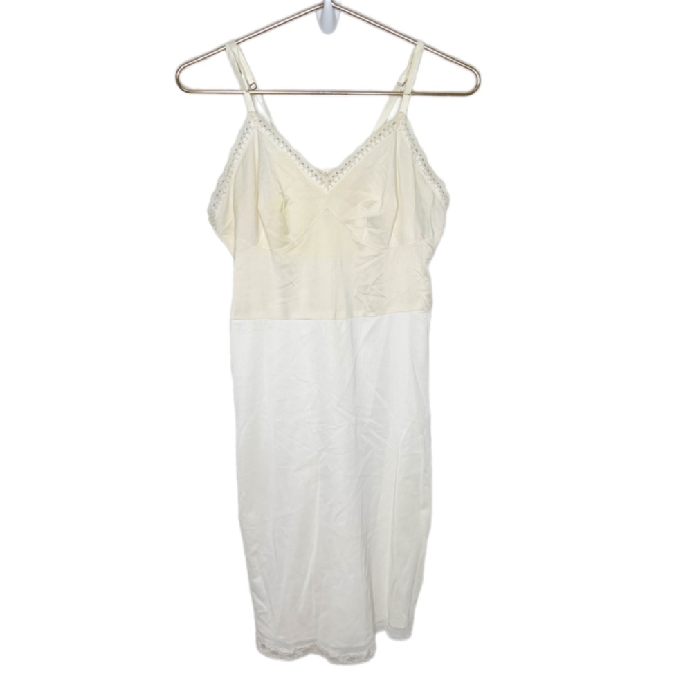 Vintage Lorraine White Beige Slip Dress Nighttime Small